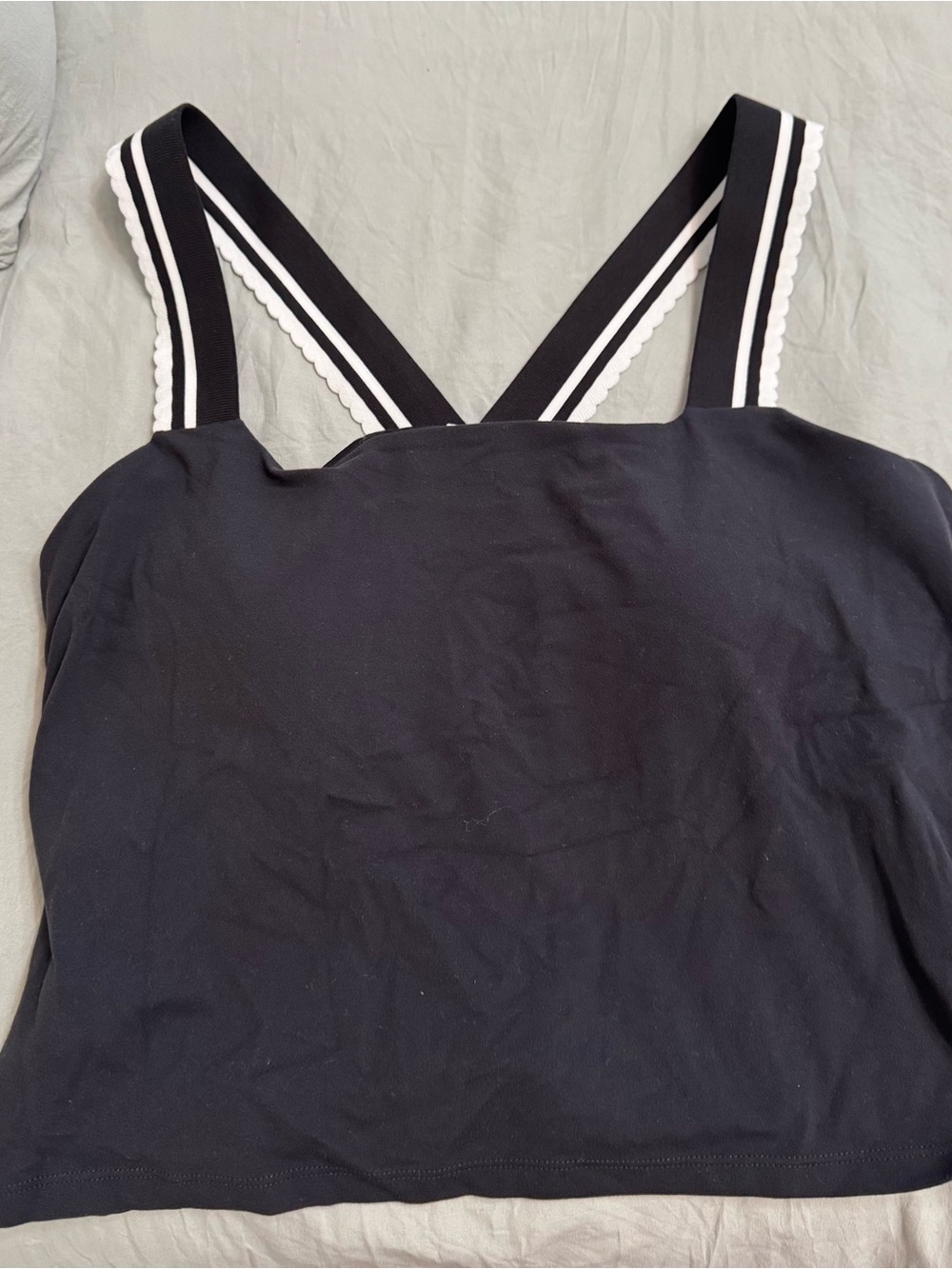 all in motion Black Cropped Tank with Striped Crossback Straps